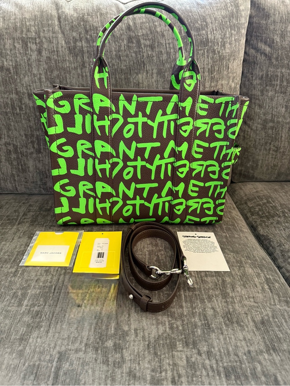Marc Jacobs Stephen Sprouse Medium Tote with Neon Green Graffiti Print